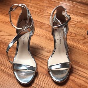 Jessica Simpson Sexy Silver Strappy Heels